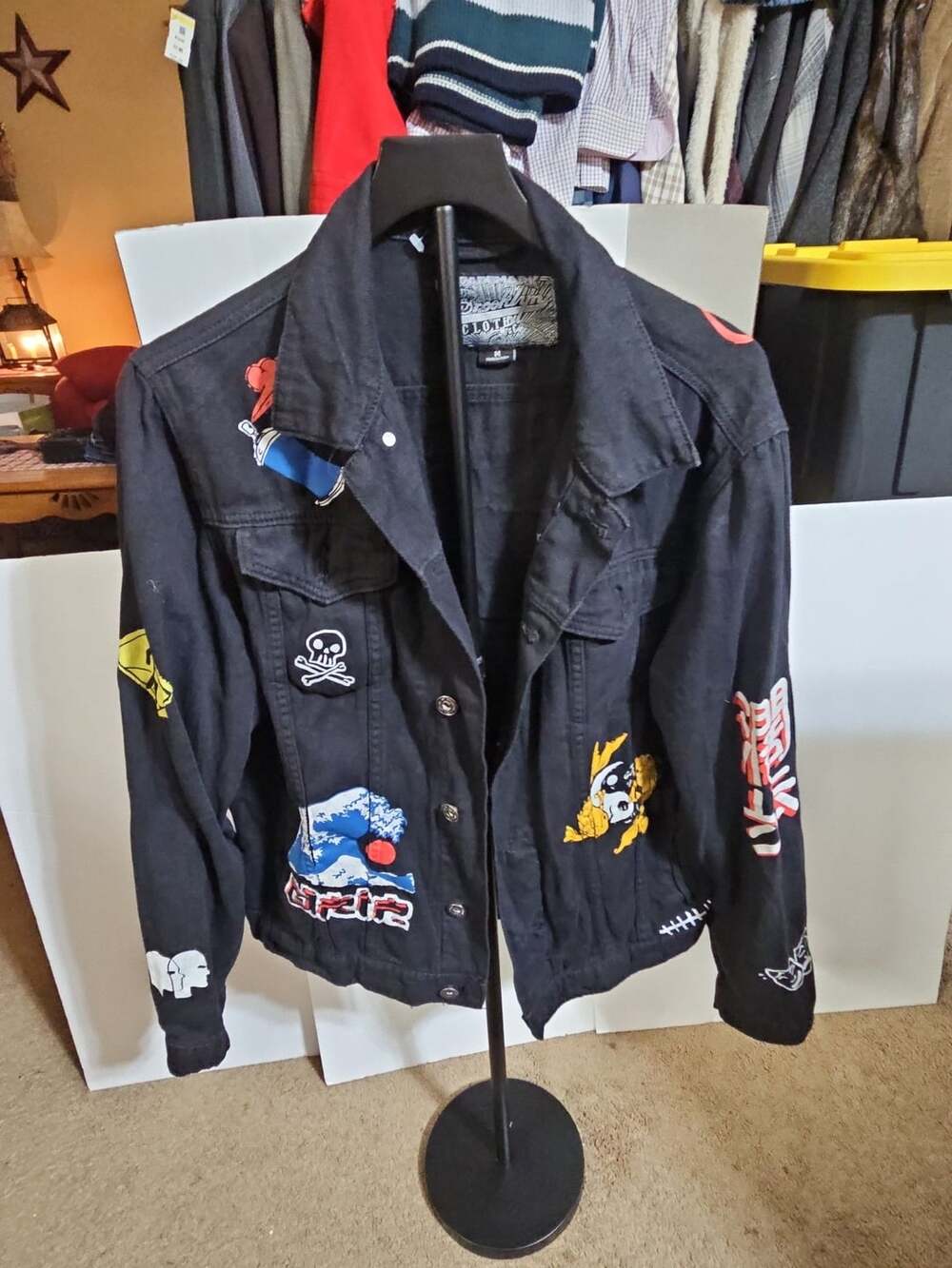 Brooklyn Cloth Graphic Denim Jacket Size M Black